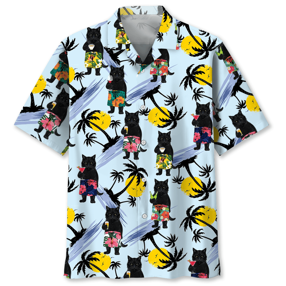 Black Cat Summer Hawaiian Shirt, Gift For Men Women HW0601