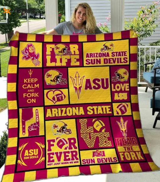 Arizona State Sun Devils 1 Quilt Blanket For Fans Home Decor Gift ,  Soft Quilt, King Size, All Season Cozy Quilt QB0901