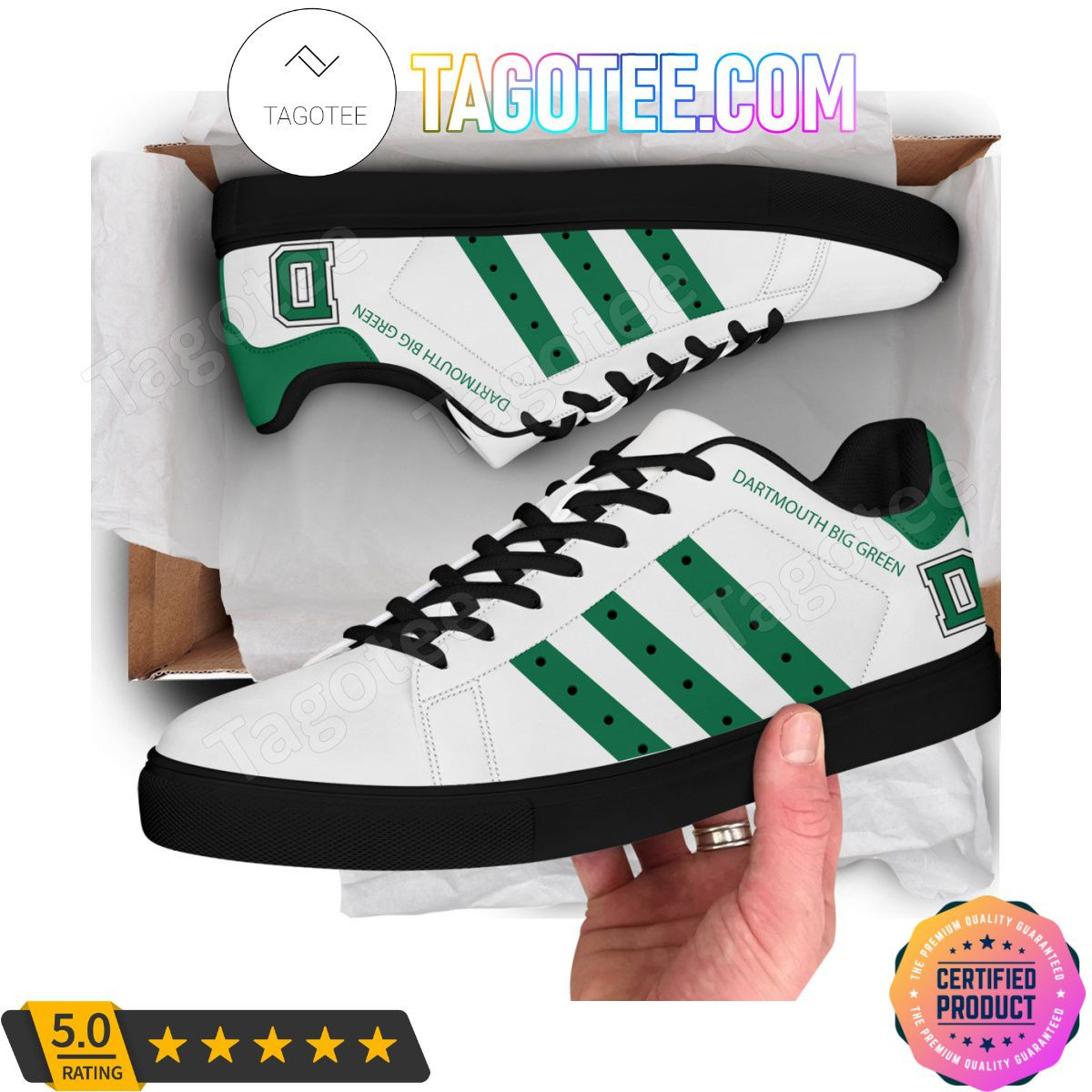 NCAA Dartmouth Big Green White Stan Smith Shoes , Trendy Style Sneakers ST0801