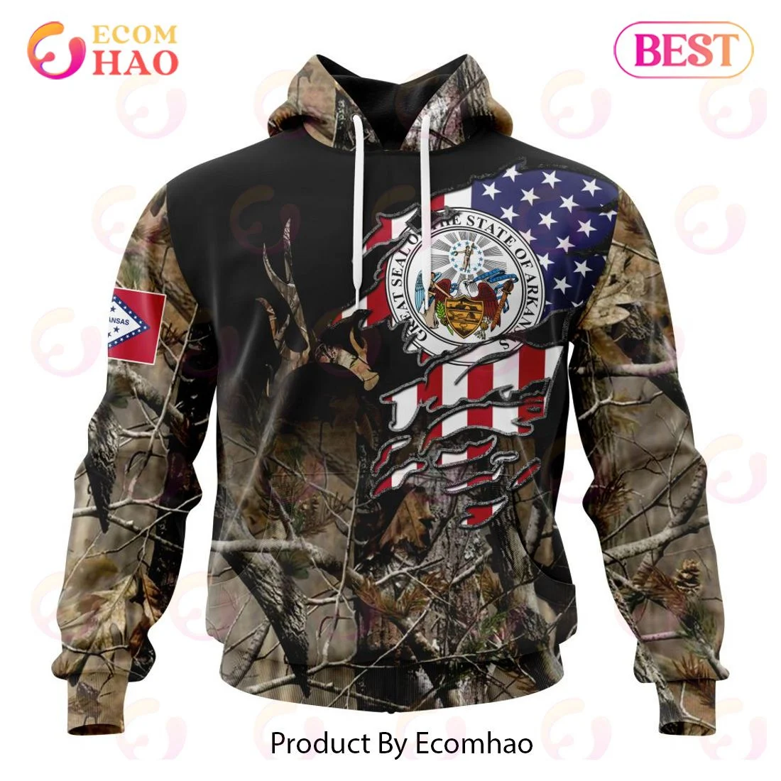 Arkansas Special Camo Realtree Hunting 3D Hoodie, Zip Hoodie, Man - Women, Warm, Premium Quality HZ0501