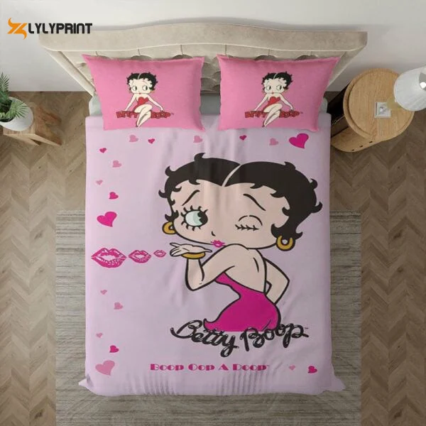 Betty Boop Boop Oop A Doop Kiss Cute, Betty Boop Gift For Fan Duvet Quilt Bedding Set 654 , Soft Quilt, King Size, All Season Cozy Quilt QB0901