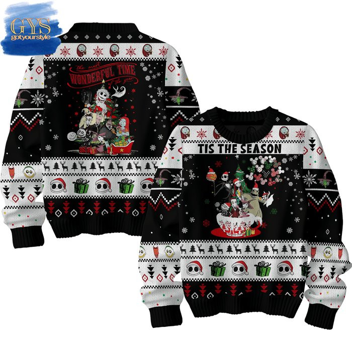 The Nightmare Before Christmas Wonderful Time Ugly Sweater , Cozy Soft Unisex Pullover SW0601