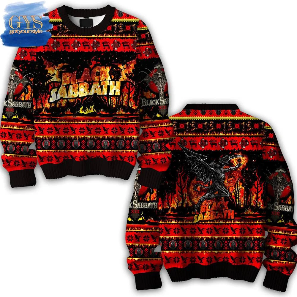Black Sabbath Burning Demon Limited Edition Ugly Sweater , Cozy Soft Unisex Pullover SW0601
