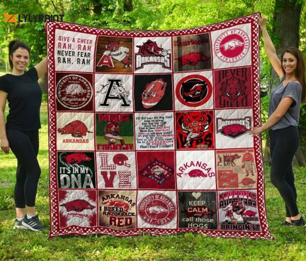 Arkansas Razorbacks 1 Quilt Blanket For Fans Home Decor Gift , Soft Quilt, King Size, All Season Cozy Quilt QB0901