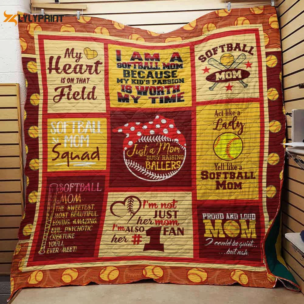 Softball Mom 3D Customized Quilt Blanket For Fans Home Decor Gift ,  Soft Quilt, King Size, All Season Cozy Quilt QB0901