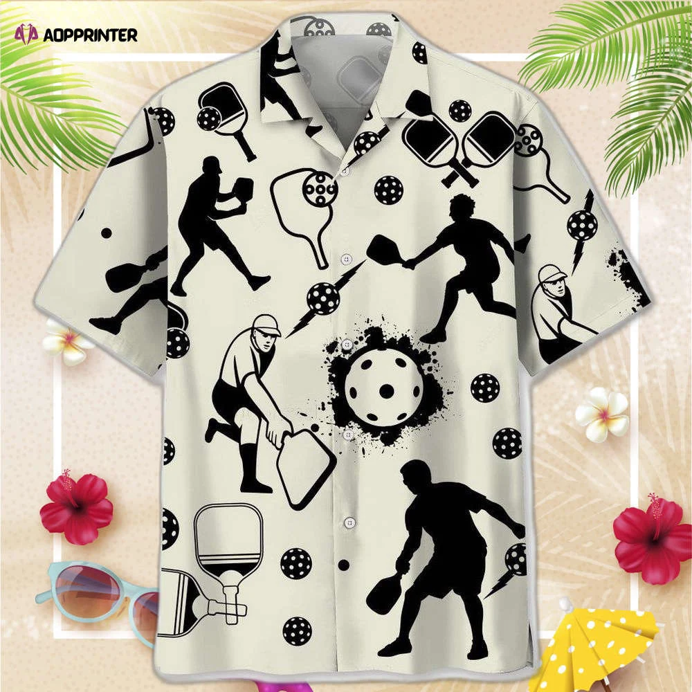 Pickleball Icon Bw Hawaiian Shirt, Best Gift For Men And Women HW0601