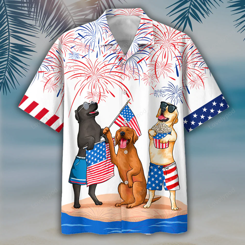 Labrador Hawaiian Shirt Independence Day Hawaiian Shirt, Gift For Men Women HW0601