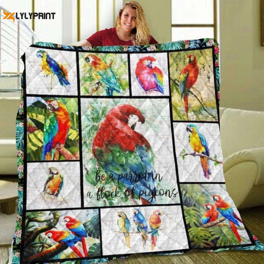 Be A Parrot 3D Customized Quilt , Soft Quilt, King Size, All Season Cozy Quilt QB0901