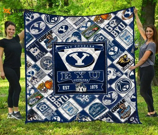 BYU Cougars Quilt Blanket For Fans Home Decor Gift , Soft Quilt, King Size, All Season Cozy Quilt QB0901