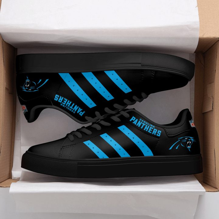 NFL Carolina Panthers Black Blue Stan Smith Shoes for Women and Men, Trendy Style Sneakers ST0801