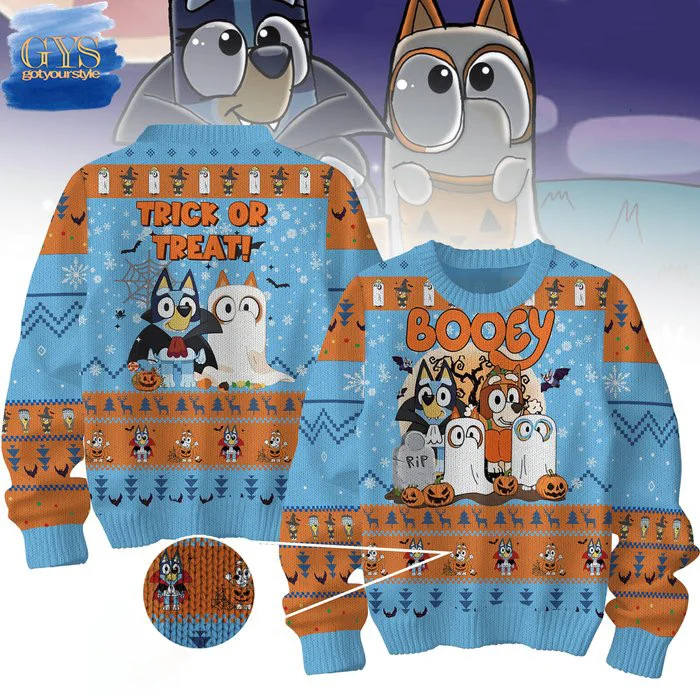 Bluey Halloween Special Edition Ugly Sweater , Cozy Soft Unisex Pullover SW0601