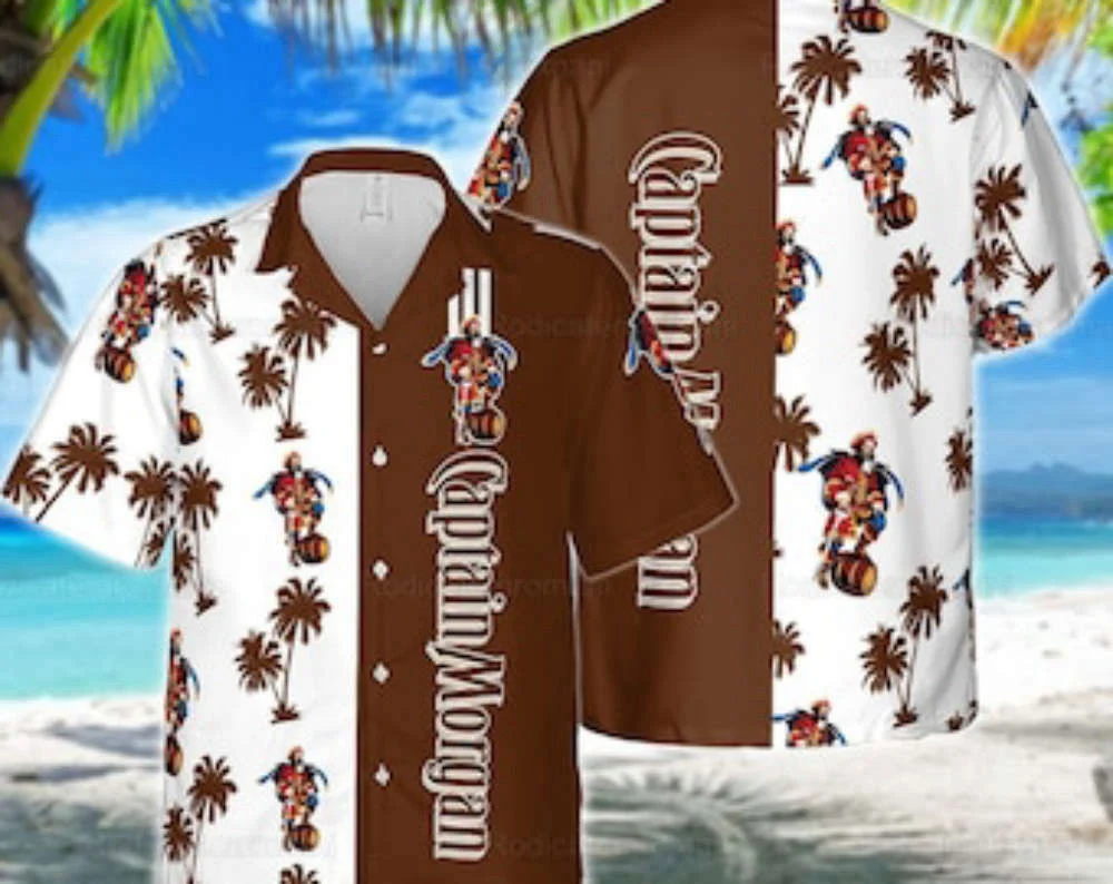 Captain Morgan Alcohol Rum Button Hawaiian Summer Shirt For Men HW0601