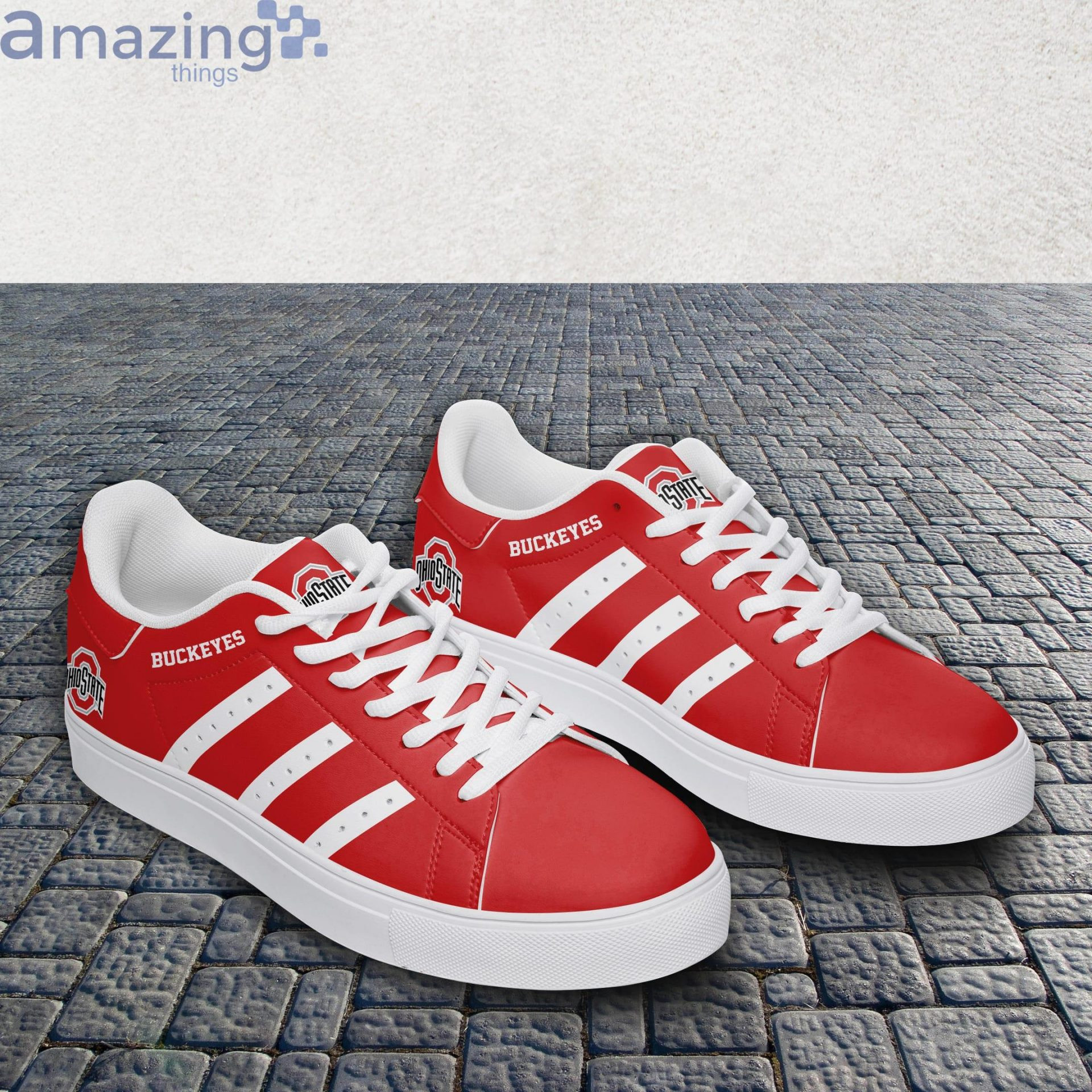 NCAA Ohio State Buckeyes Red Stan Smith Shoes for Women and Men, Trendy Style Sneakers ST0801