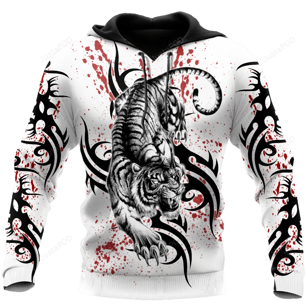 White Tiger Tattoo 3D All Over Print Hoodie, Zip-up Hoodie HZ0501