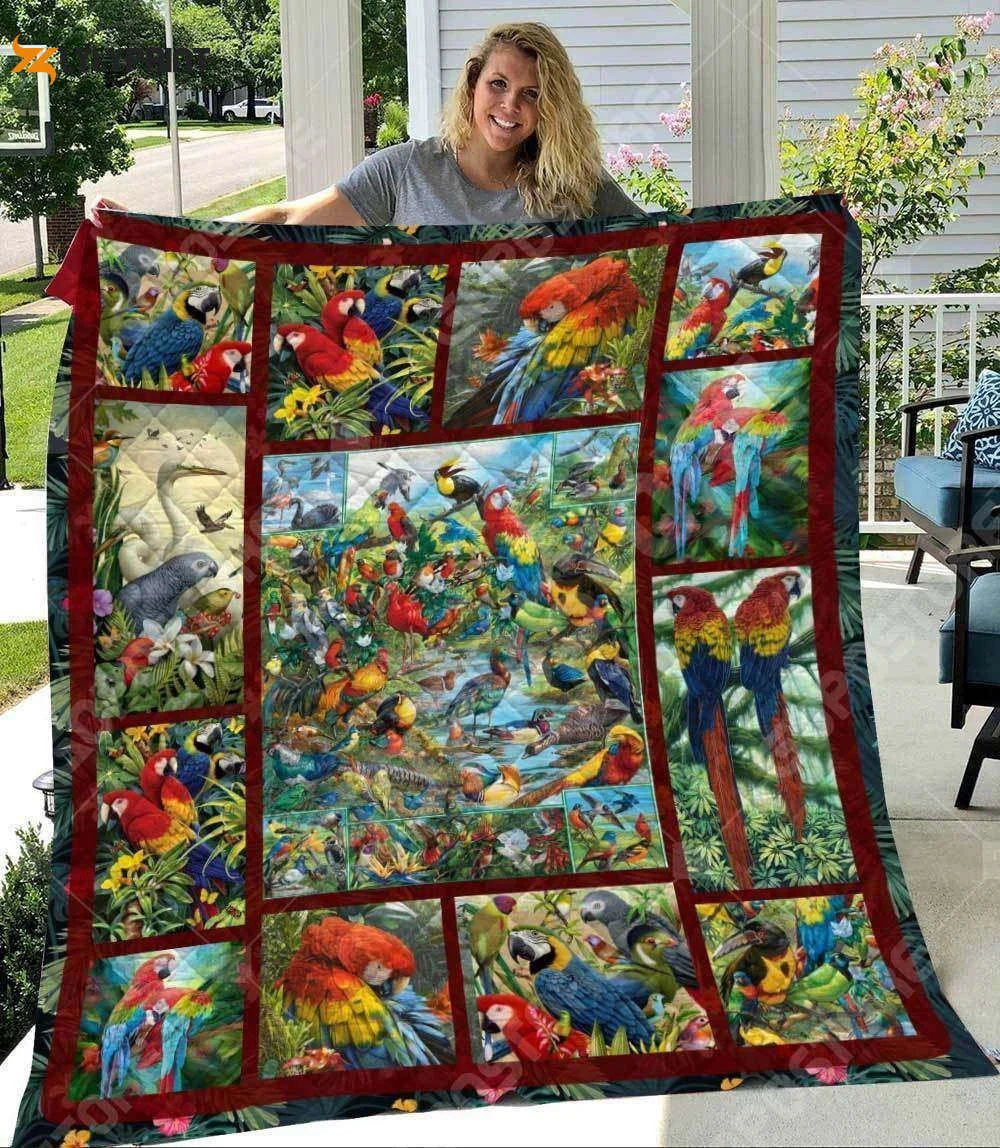 Parrot Make Me Smile Beautiful 3D Customized Quilt , Soft Quilt, King Size, All Season Cozy Quilt QB0901