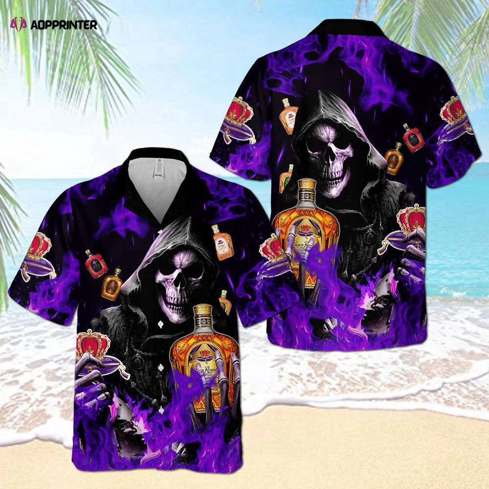 Crown Royal Flame Smiling Death Hawaiian Shirt Gift for Men Women Holiday Gift HW0601