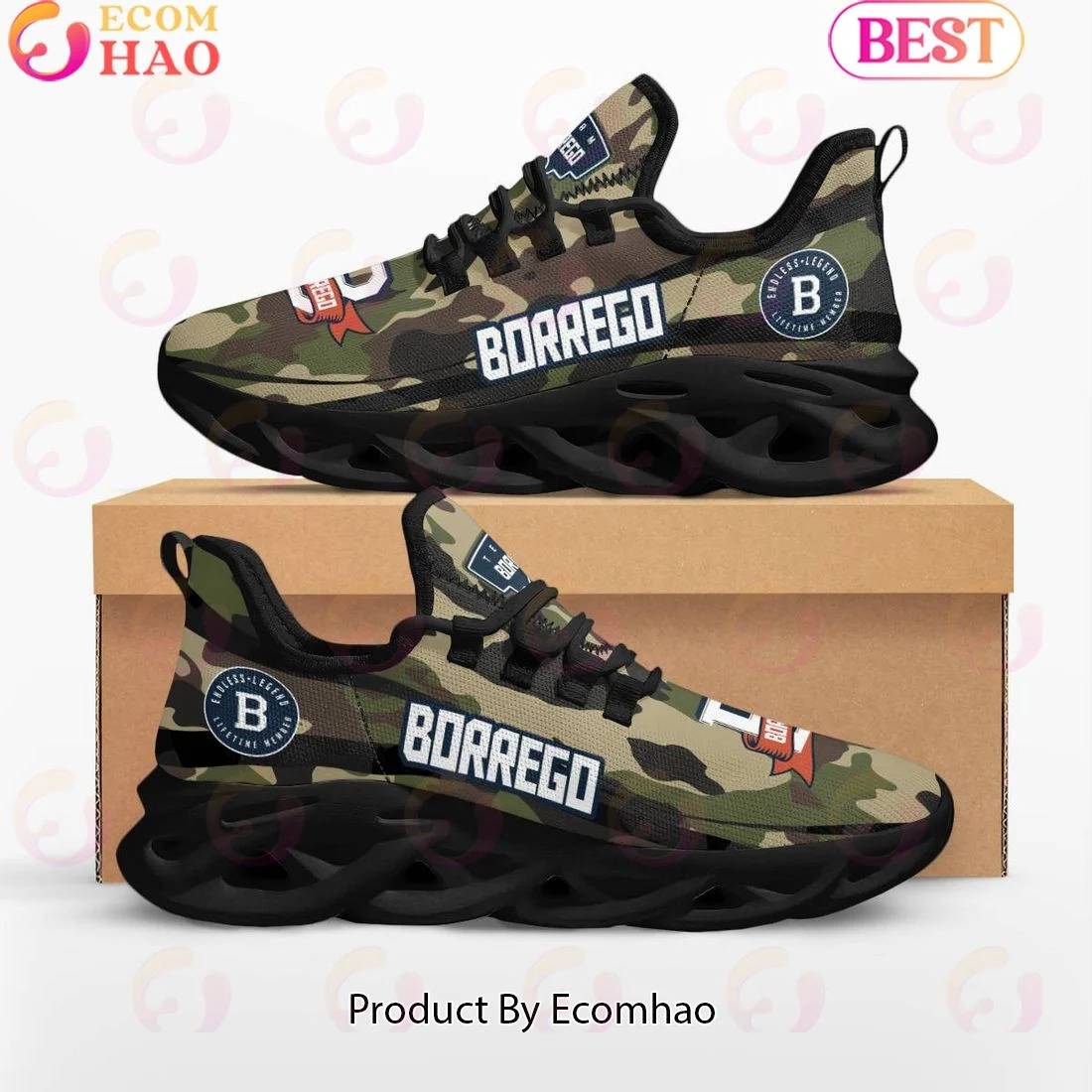 Borrego Endless Legend Lifetime Member Special Camo Military Design Max Soul Shoes, Sneakers  Unisex sneakers MS0601