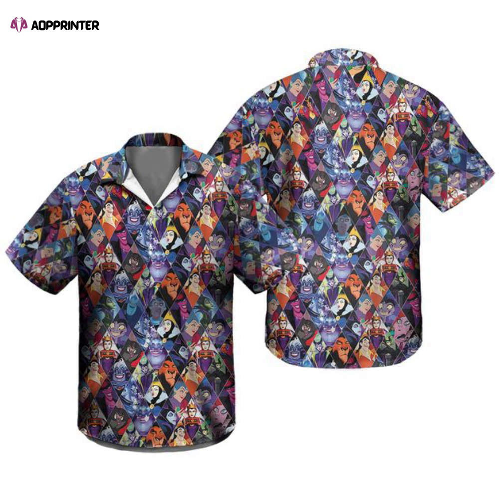 Disney Villains Characters Hawaiian Aloha Shirt HW0601