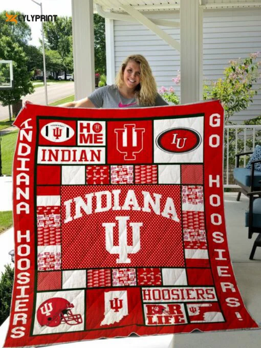 Indiana Hoosiers 2 Quilt Blanket For Fans Home Decor Gift , Soft Quilt, King Size, All Season Cozy Quilt QB0901