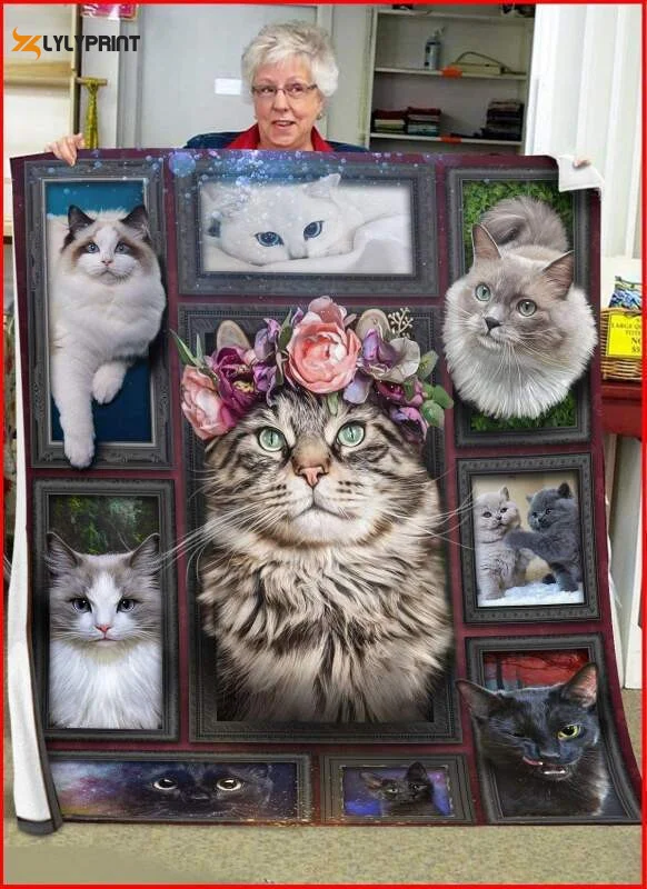 Rosie Flowers Cat 3D Customized Quilt ,  Soft Quilt, King Size, All Season Cozy Quilt QB0901