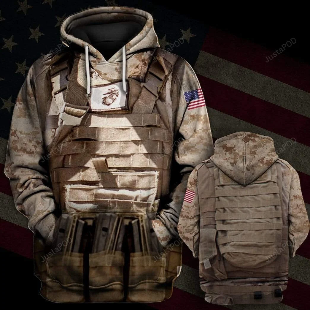 Cool US Marine Cosplay Costume 3D All Print Hoodie, Zip- Up Hoodie HZ0501