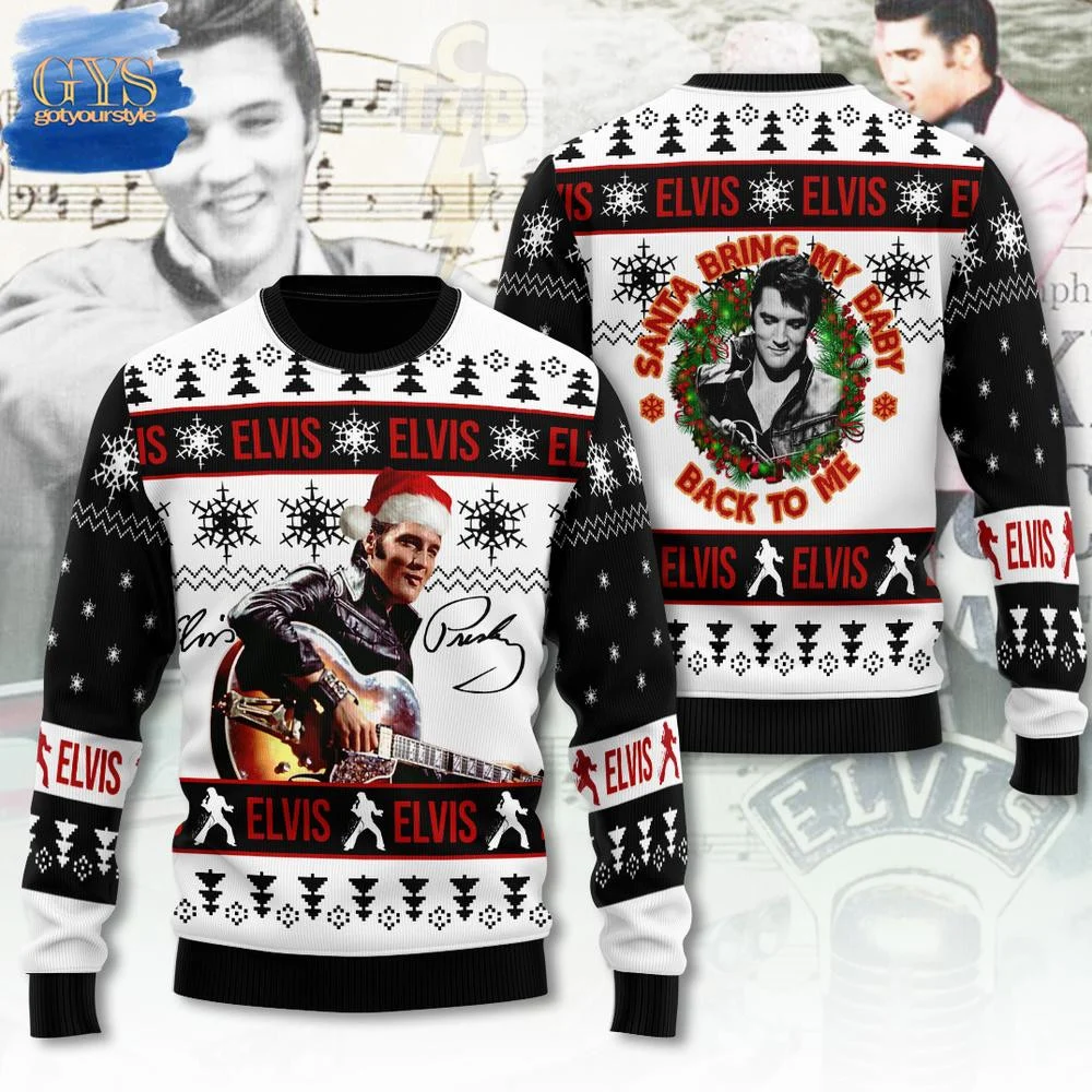 Elvis Presley Santa Bring My Baby Back To Me Sweater , Cozy Soft Unisex Pullover SW0601