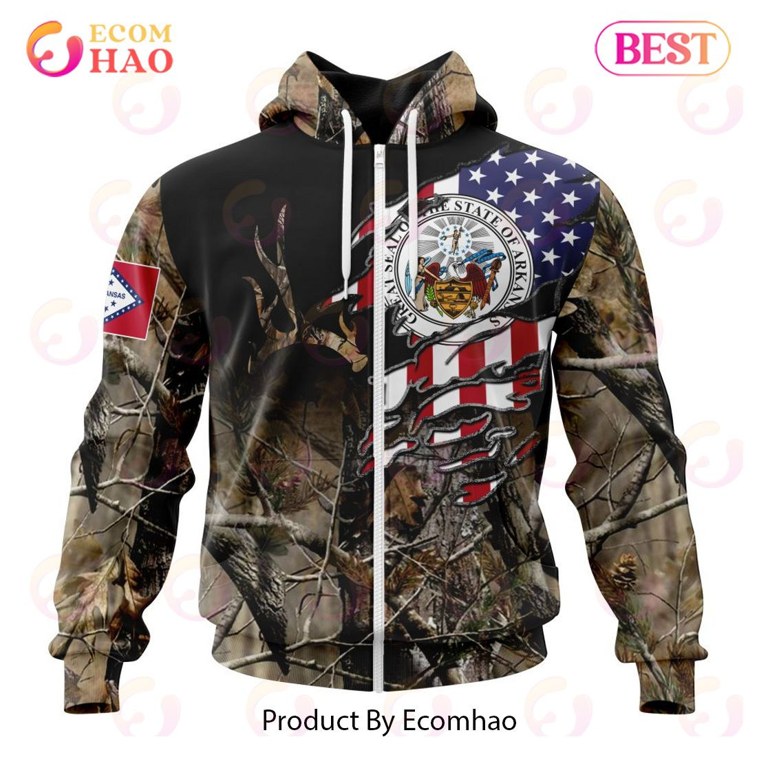 Arkansas Special Camo Realtree Hunting 3D Hoodie, Zip Hoodie, Man - Women, Warm, Premium Quality HZ0501