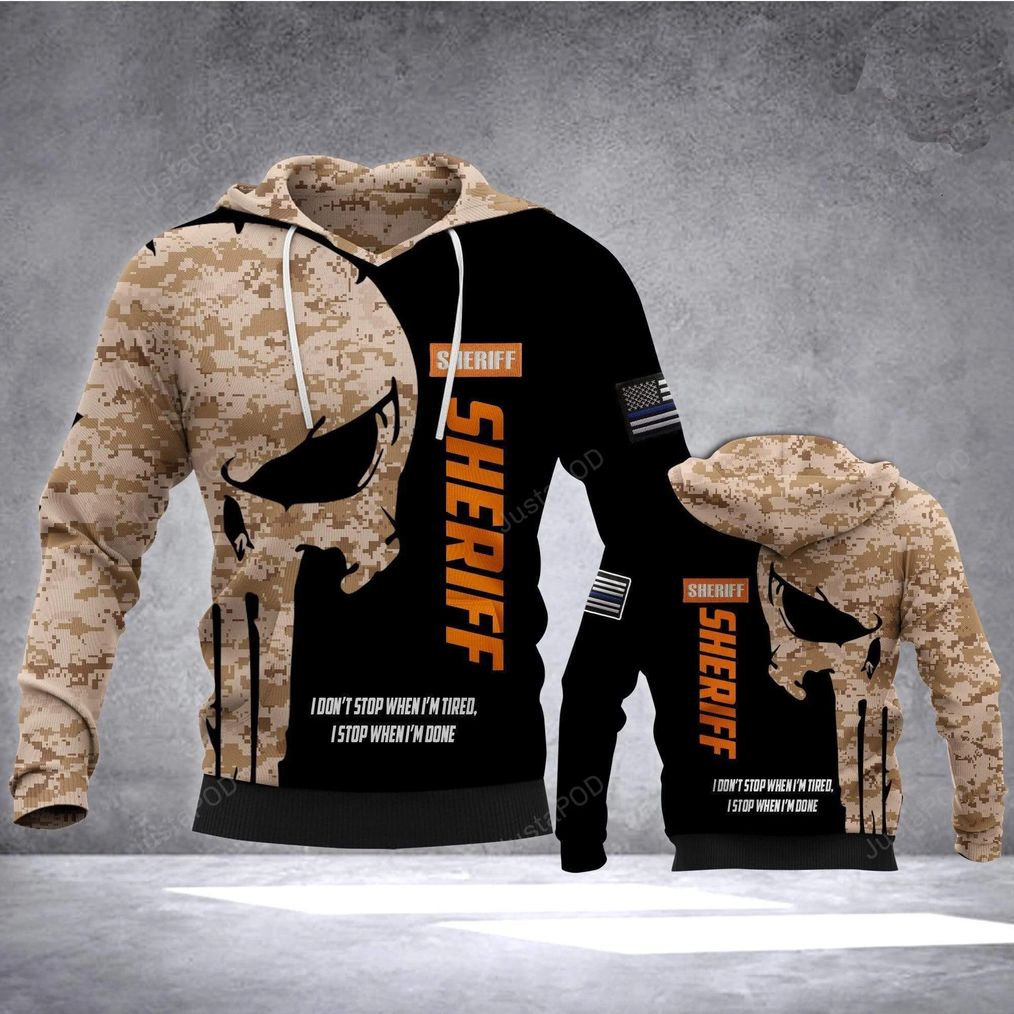 I Stop When I'm Done Skull Sheriff 3D All Print Hoodie, Zip- Up Hoodie HZ0501