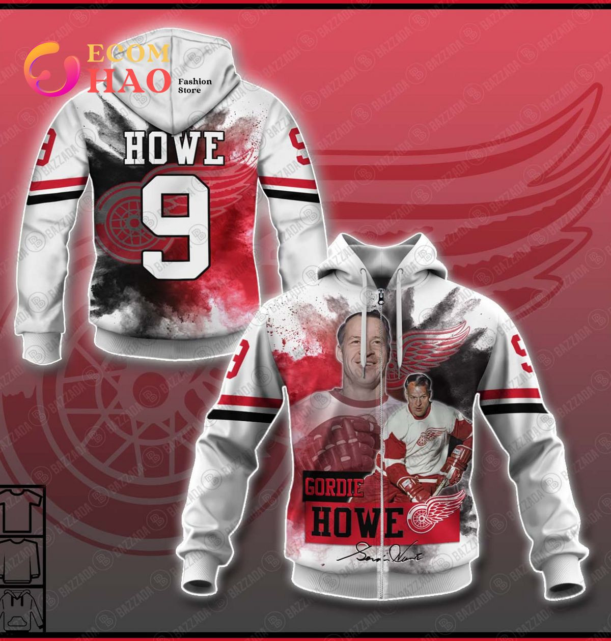 3D Hoodie Gordie Howe 9 Detroit Red Wings, Zip Hoodie, Man - Women, Warm, Premium Quality HZ0501