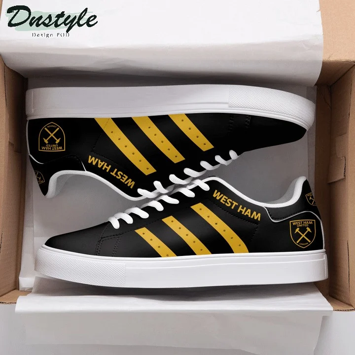 Custom West Ham United FC Black Yellow Stan Smith Shoes, Trendy Style Sneakers ST0801