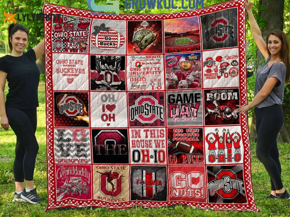 Ohio State Buckeyes 1 Quilt Blanket For Fans Home Decor Gift , Soft Quilt, King Size, All Season Cozy Quilt QB0901