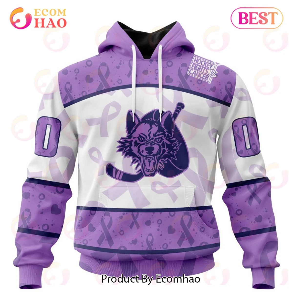 AHL Chicago Wolves Special Lavender Fight Cancer 3D Hoodie, Zip Hoodie, Man - Women, Warm, Premium Quality HZ0501