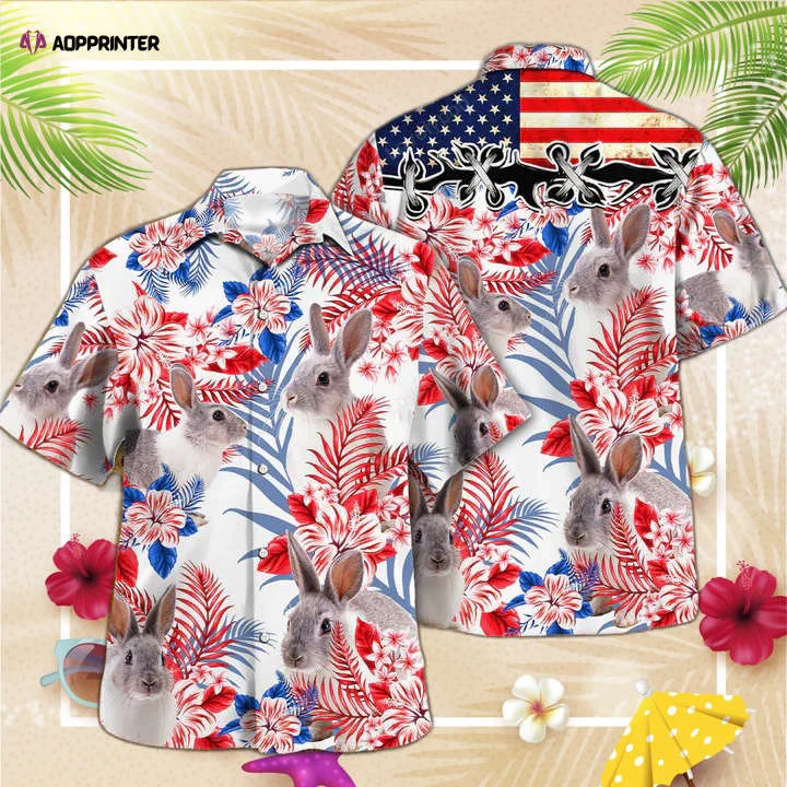 Rabbit Lovers American Flag Hawaiian Shirt, Rabbit Hawaiian Shirt, For Men Women HW0601