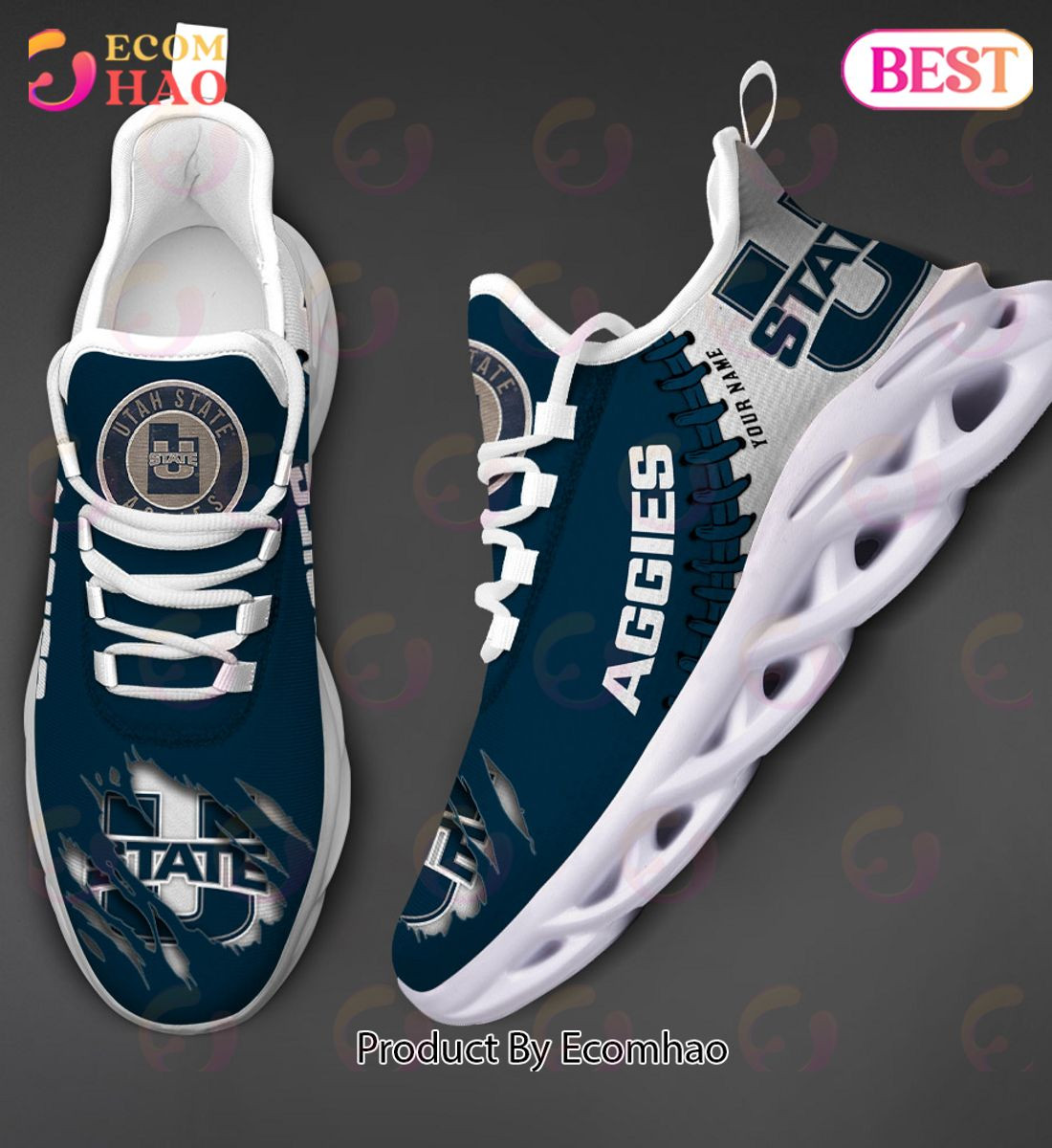 Utah State Aggies Max Soul Shoes Custom Name  Unisex sneakers MS0601
