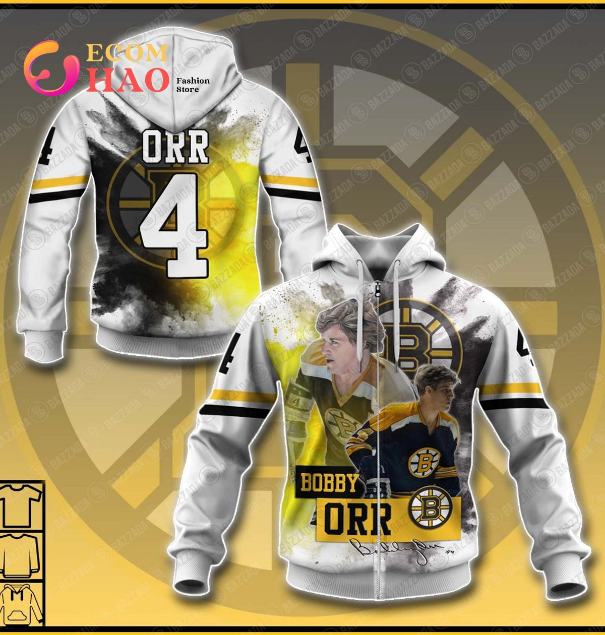 3D Hoodie Bobby Orr 4 Boston Bruins, Zip Hoodie, Man - Women, Warm, Premium Quality HZ0501