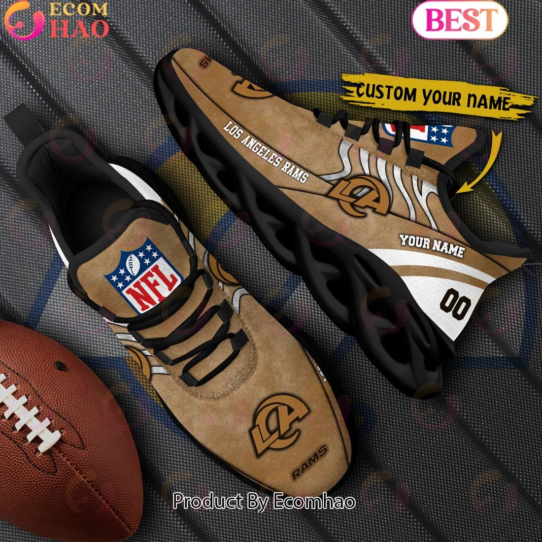 Custom Name Los Angeles Rams X Salute to Service For Veterans Day Celebration Max Soul Shoes  Unisex sneakers MS0601