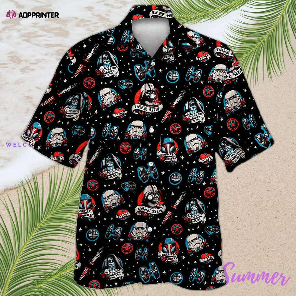 Star Wars Darth Vader Storm Trooper Dark Side Black Hawaiian Shirt Shorts Summer 2023 Hot HW0601