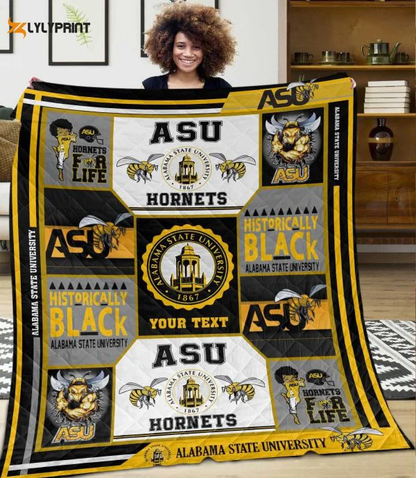Alabama State Hornets Quilt For Fans Home Decor Gift , Soft Quilt, King Size, All Season Cozy Quilt QB0901