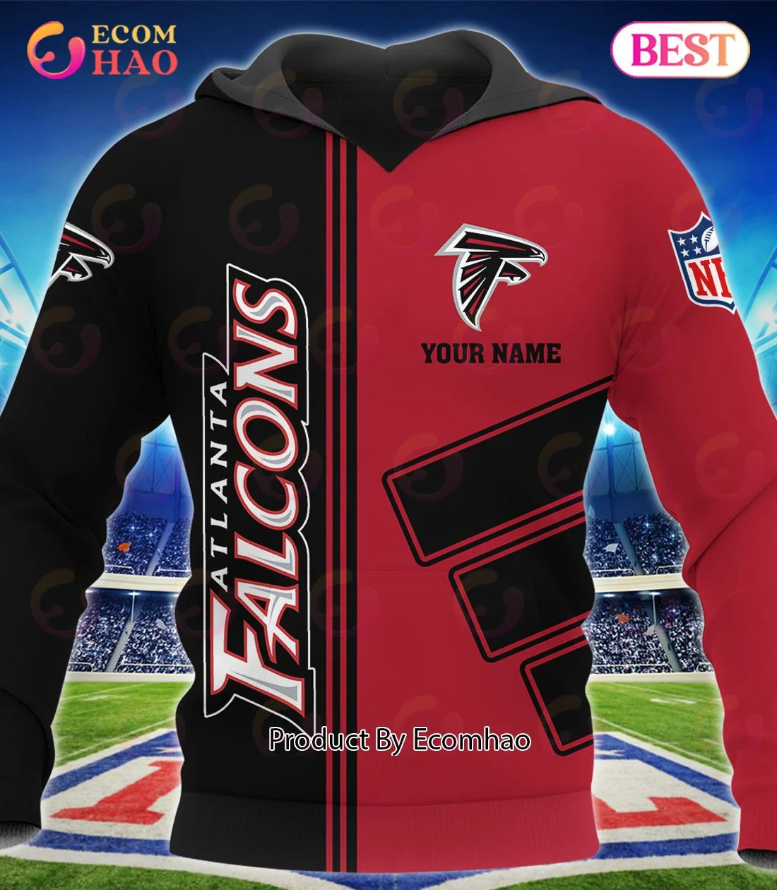 Atlanta Falcons Football Sport 3D Clothings Custom Your Name, Fan Gifts, Zip Hoodie, Man - Women, Warm, Premium Quality HZ0501