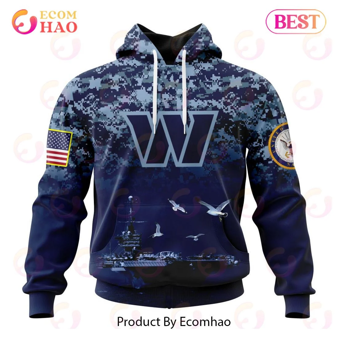 Best Washington Commanders Honor US Navy Veterans All Over Print Hoodie, Zip Hoodie, Man - Women, Warm, Premium Quality HZ0501