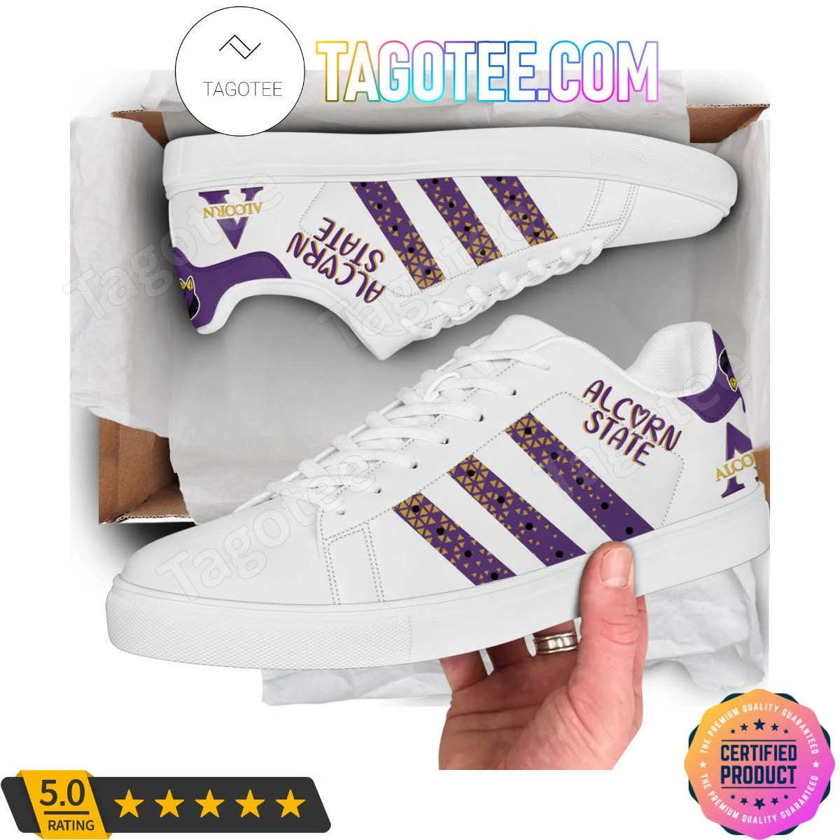 NCAA Alcorn State Braves White Stan Smith Shoes , Trendy Style Sneakers ST0801
