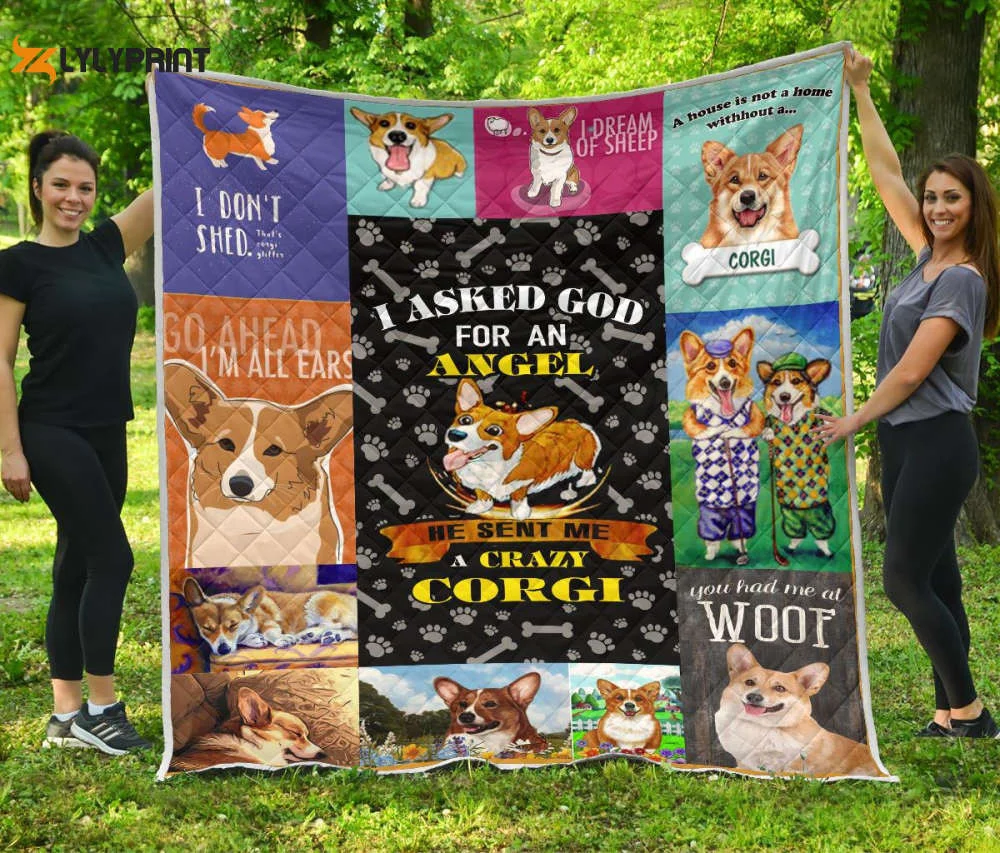 Corgi A Crazy Corgi 3D Quilt Blanket , Soft Quilt, King Size, All Season Cozy Quilt QB0901