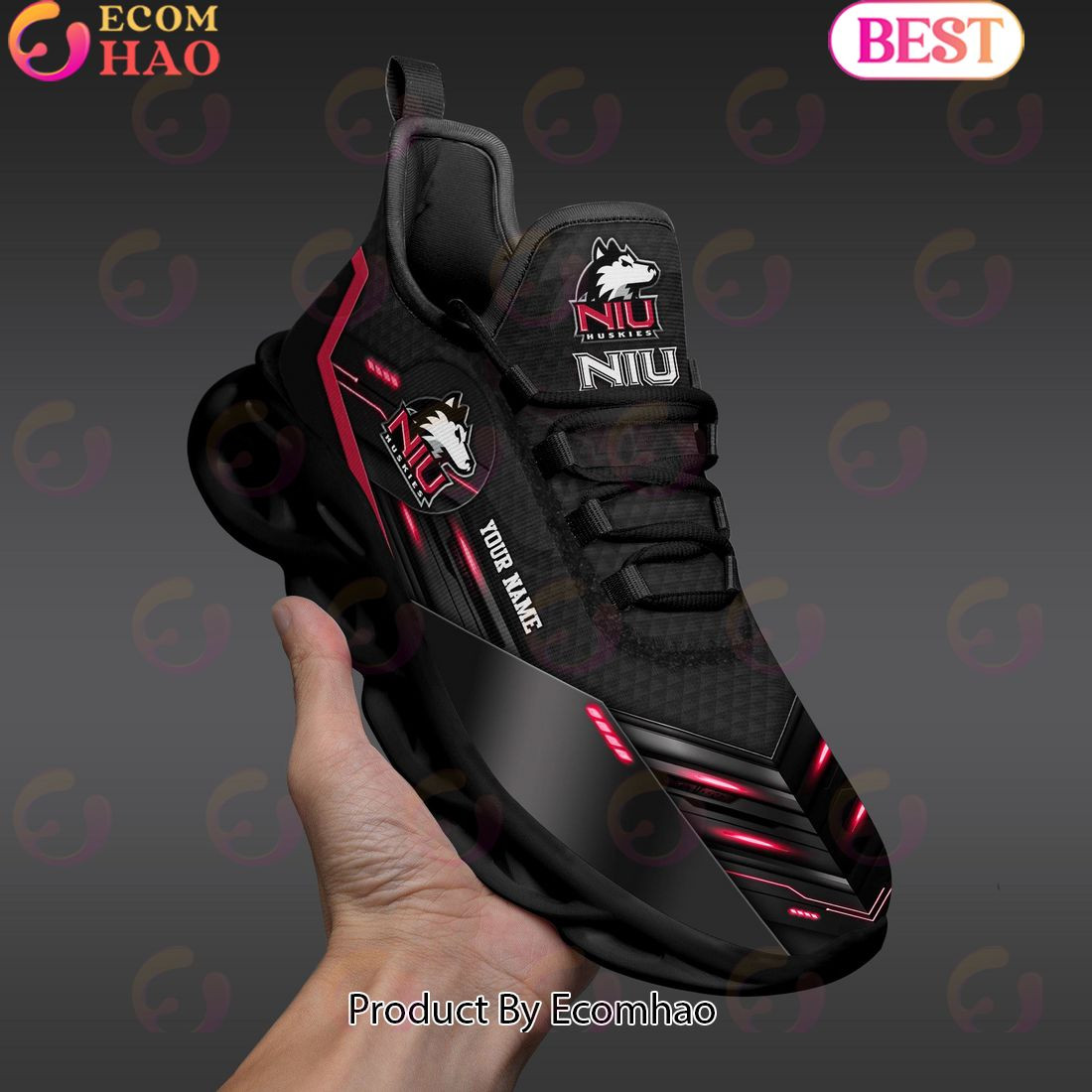 Northern Illinois Huskies Team Black Clunky Max Soul Shoes Sneakers Custom Your Name  Unisex sneakers MS0601