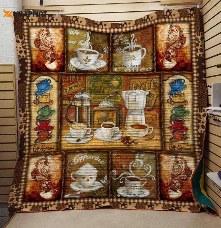 Coffee Lets Happier 3D Customized Quilt , Soft Quilt, King Size, All Season Cozy Quilt QB0901