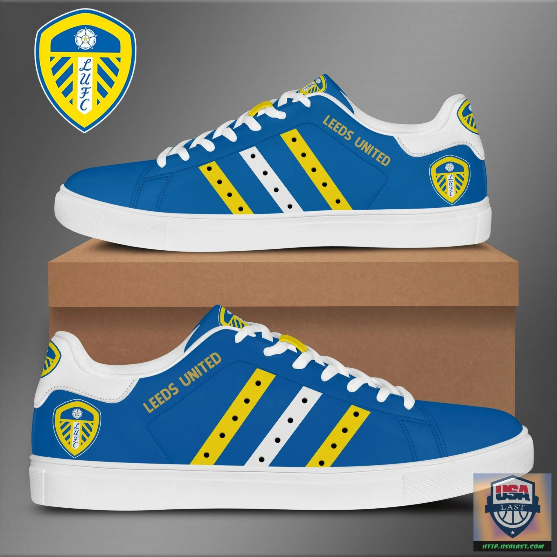Leeds United Blue Yellow White Stan Smith Shoes Custom for Men Women, Trendy Style Sneakers ST0801
