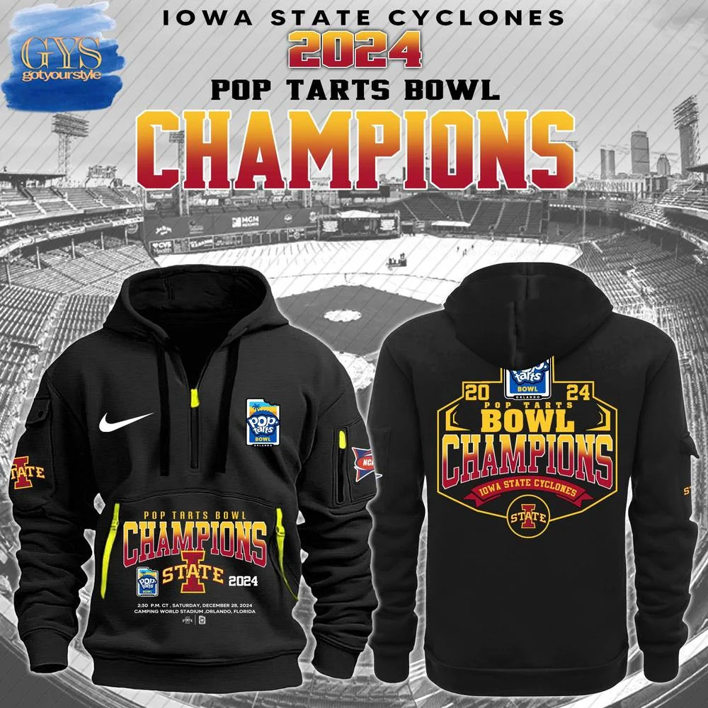 Iowa State Pop Tarts Bowl Champions Quarter Zip Hoodie QTZ0601