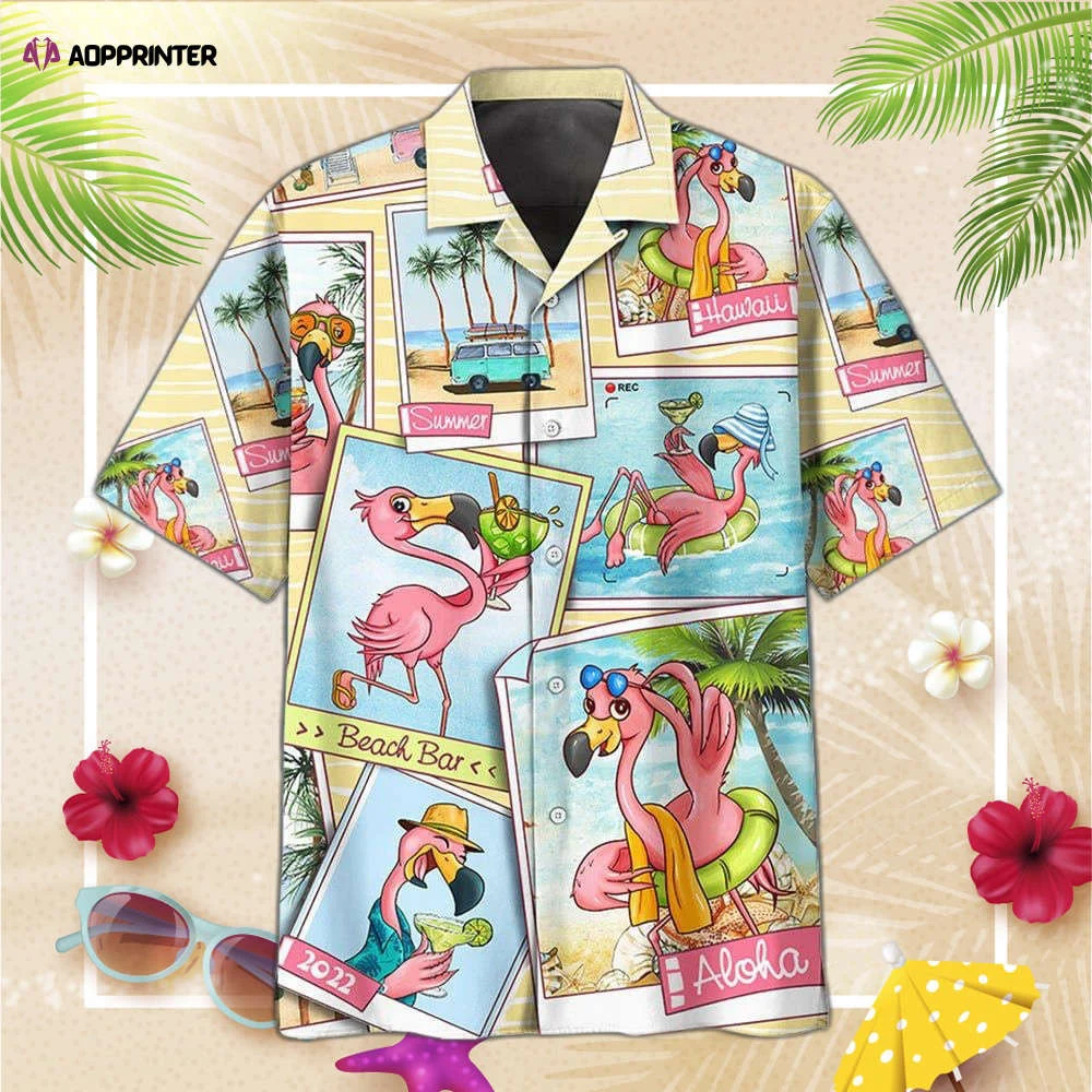 Summer Flamingo Polaroid Photos Hawaiian Shirt, Gift For Men And Women HW0601