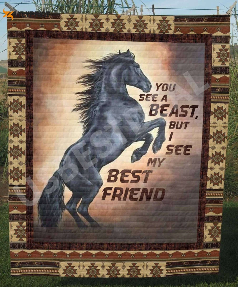 Horse You See A Beast 3D Customized Quilt , Soft Quilt, King Size, All Season Cozy Quilt QB0901