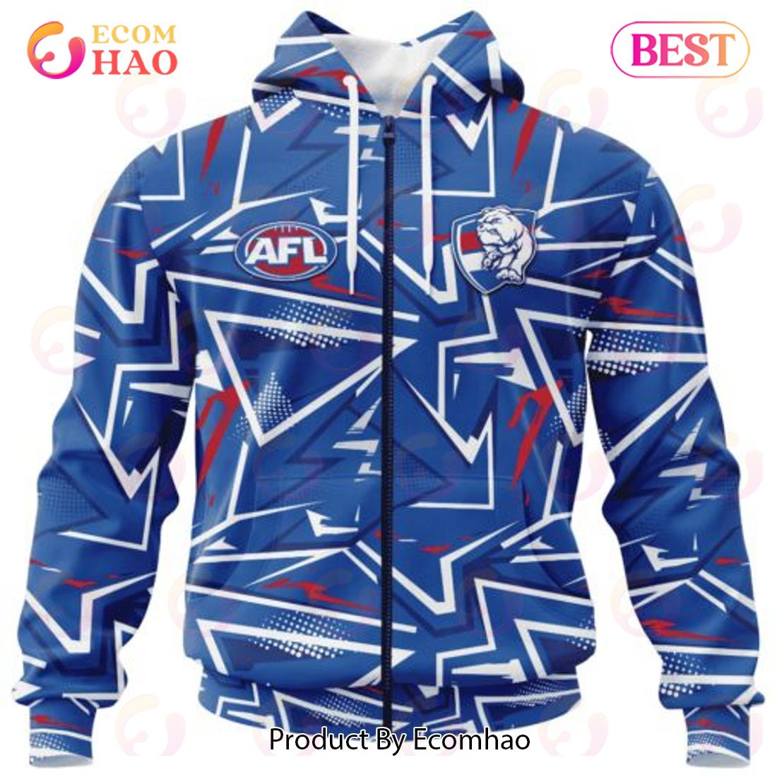 AFL Western Bulldogs Special Abstract Design Hoodie, Zip Hoodie, Man - Women, Warm, Premium Quality HZ0501