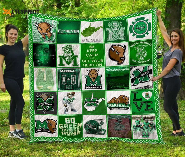 Marshall Thundering Herd 3 Quilt Blanket For Fans Home Decor Gift , Soft Quilt, King Size, All Season Cozy Quilt QB0901